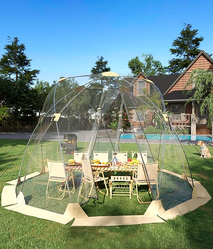 Instant Outdoor Clear Bubble Tent 3-4 Person Portable Screen House Room Pop Up Bubble Tent All Weather Sport Tents Instant Rainproof Camping Sun Shelter Coldproof for Sports Events Patio Fishing