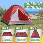 2 Person Camping Tent with Rain Fly and Carrying Bag - Lightweight Outdoor Tent for Backpacking, Hiking, or Beach Use by Wakeman Outdoors