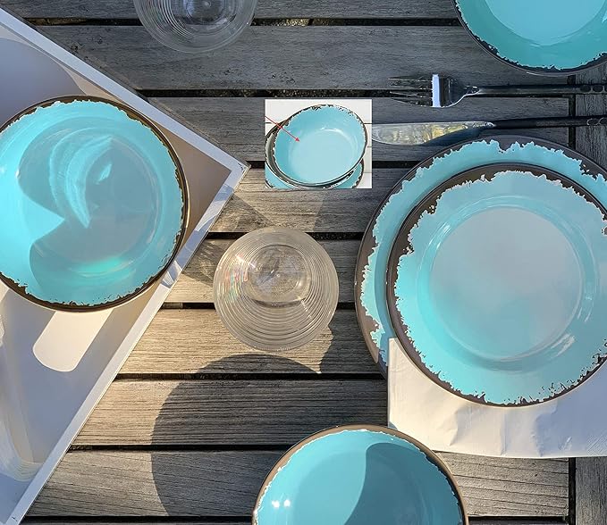 Fox Run Melamine Dinnerware Set Teal, 10"