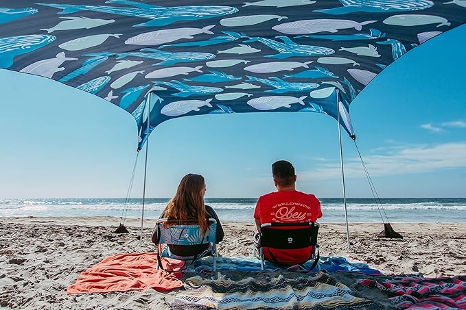 Neso Grande Portable Beach Tent Sun Shelter - Lightweight Beach Shade Canopy - Easy Setup for Family Outings - Patented Reinforced Corners - UPF 50+ Sun Protection - 7ft Tall, 9 x 9ft