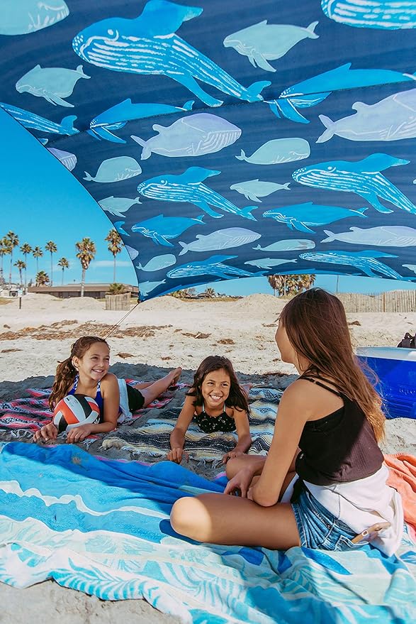 Neso Grande Portable Beach Tent Sun Shelter - Lightweight Beach Shade Canopy - Easy Setup for Family Outings - Patented Reinforced Corners - UPF 50+ Sun Protection - 7ft Tall, 9 x 9ft