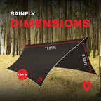 Rain Fly 12x10 Lightweight Survival Camping Tarp; 100% Waterproof; Makes a Great Backpacking Tarp or Hammock Shelter; Comes in Multiple Colors, Survival Bracelet Included; Black