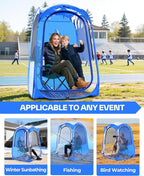 Sportneer XL Transparent Sports Tent, 46" L x 46" W x 63.5" H 3-Side Clear TPU Pop-Up Shelter for 1 Adult & 1 Kid, All-Weather Warm Pod, Portable Windproof & Rain Protection for Outdoor Games