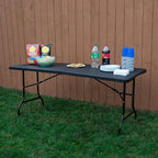 Lavish Home Portable Folding Tables - Lightweight Portable Folding Desk - 6-Foot-Long Plastic Table for Camping, Playing Cards, Parties, and Dining (Single/Black)
