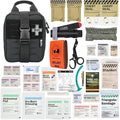 RHINO RESCUE IFAK Trauma Kit with C-A-T Tourniquet, Tactical First Aid Kit Molle Pouch for Military, Combat, Car, Camping, Hiking, Travel (Black)