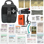 RHINO RESCUE IFAK Trauma Kit with C-A-T Tourniquet, Tactical First Aid Kit Molle Pouch for Military, Combat, Car, Camping, Hiking, Travel (Black)