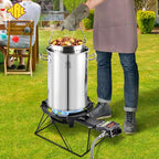 ARC Outdoor Propane Burner Stove, 13" Single Cast Iron Portable With Sturdy Stand, Adjustable Regulator, Stainless Steel Hose - Perfect for Outdoor Wok