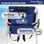 Tommy Bahama Wide Seat Big Boy 4-Position Folding 13" High Seat Backpack Beach or Camping Chair, Navy
