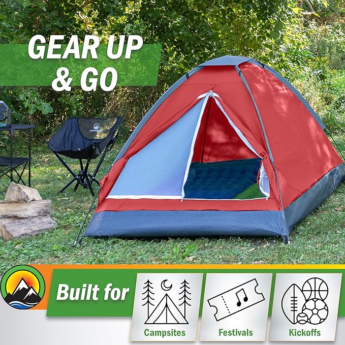 2 Person Camping Tent with Rain Fly and Carrying Bag - Lightweight Outdoor Tent for Backpacking, Hiking, or Beach Use by Wakeman Outdoors