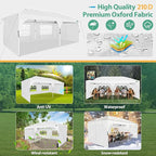 COBIZI 10x20 Pop Up Canopy: Canopy Tent with Patented Center-Lock Tech | Quick-Setup,UV-Reflective & Detachable Walls | 210D Waterproof |3 Height Adjustments for Parties,Weddings,Outdoor Events(White)