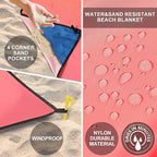 Beach Blanket Waterproof Sandproof Beach Mat 79" X 83"/10'x9'for 2-8 Adults Quick Drying Outdoor Picnic Mat Beach Accessories for Travel, Camping, Hiking