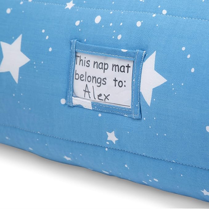 Delta Children Nap Mat - Includes Pillow & Blanket for Toddlers and Kids; Features Carry Handle w/Strap Closure and Name Tag; Rollup Design is Ideal for Preschool and Daycare; Personalization Optional
