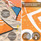 Beach Blanket Waterproof Sandproof Extra Large Beach Mat 79" X 83"/120"x108"for 1-8 Adults Quick Drying Durable Outdoor Picnic Mat for Beach Travel Camping Hiking