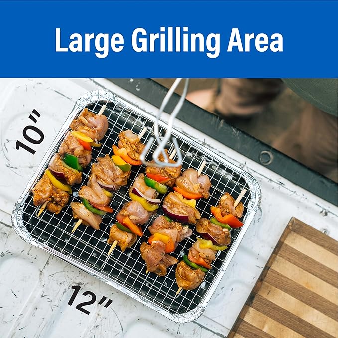 Pull Start Fire Grill | Single Use Portable Disposable Charcoal BBQ with Pull Start Matchless Ignition | Ready in 5 Min, 3 Hour Burn | Camping, Tailgating, Outdoor Cooking, No Cleanup Needed