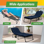 Folding Camping Cot with Mattress for Adults up to 440lbs - Heavy Duty Foldable Bed with Removable Cot Mattress and 3 Recline Positions for Travel, Camp, Beach or Guest Bed by Wakeman Outdoors (Navy)