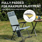 Timber Ridge 3-Level Adjustable Rocking Camping Chair, Padded High Back Outdoor Rocking Chair with Side Pocket, Portable Folding Rocker for Adults, Supports 300 LBS for Lawn, Patio, Porch