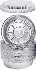 Fig & Leaf (270 Pack) Premium 9-Inch Round Foil Pans with Plastic Dome Lids l Heavy Duty l Disposable Aluminum Tin for Roasting, Baking, Cake or Cooking