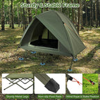 Tangkula 2 Person Tent Cot, Portable Off Ground Elevated Camping Tent with Cot, Removable Rainfly, Wheeled Bag, Stakes & Wind Ropes for Picnic, Hiking, Travel, Beach