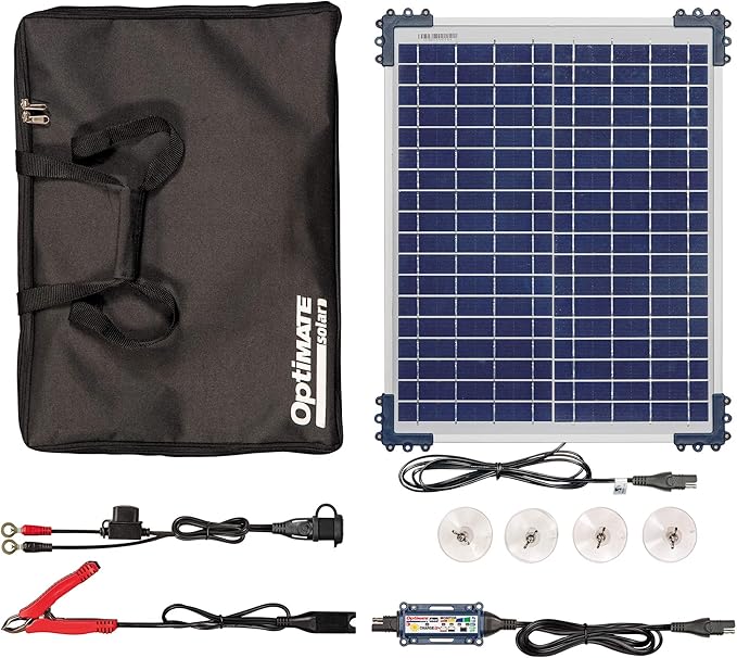 Optimate Solar Duo 20W Travel kit, TM522-D2TK, 6-Step 12V / 12.8V 1.6A Weatherproof Solar Battery Saving Charger & maintainer