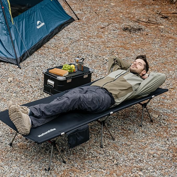 Naturehike ArmyWild Folding Camping Cot, Height Adjustable Ultralight Backpacking Cot, Portable Camping Bed for Camping Hiking Travel Home