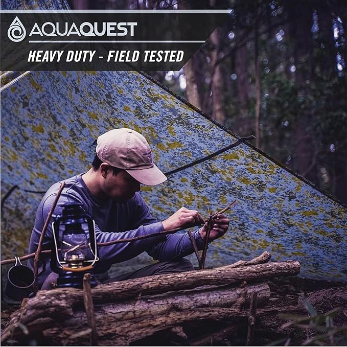 AquaQuest Safari Tarp – Lightweight Waterproof (5,000mm) Seam-Taped Ripstop Rain Fly for Backpacking, Thru-Hiking & Hammock Camping