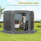 Outsunny 11 x 11ft Pop Up Screen Tent, Portable Camping Gazebo Canopy Screen House with UPF50+ Oxford Cloth and Carry Bag for Patio, Backyard, Deck and Outdoor Activities