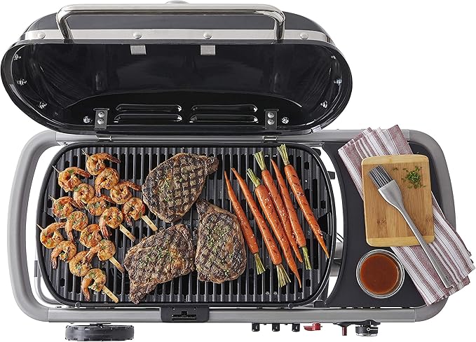 Weber Traveler Portable Liquid Propane Gas Grill for Camping and Travel, 1 Burner, Black