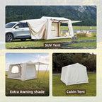 KEIKI Oxford Hot Tent for Camping, 2/3/4/6/8 Person Large Inflatable Tents w/Detachable Canopy, 4 Season Waterproof Tent for Hike Backpacking, Stove Jack AC Port, Mesh Doors Windows, Pump, Easy Setup