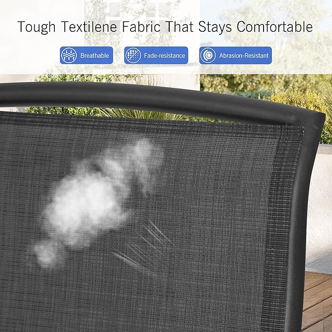 Domi Folding Patio Chairs Set of 2, Aluminium Frame Reclining Sling Lawn Chairs with Adjustable High Backrest, Patio Dining Chairs for Outdoor, Camping,Porch,Balcony(Textilene Fabric)