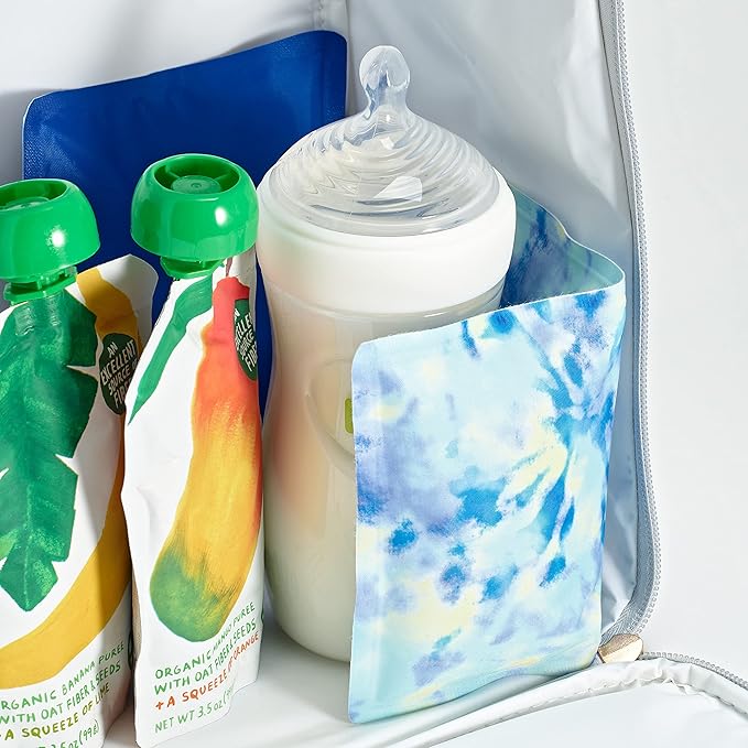 Fit & Fresh Cool Coolers Soft Ice, Flexible Stretch Nylon Reusable Ice Packs for Lunch Boxes & Coolers, Aqua Tye Dye, 2 Count (Pack of 8)