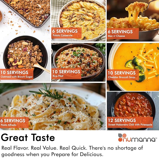 Numanna Family Pack Bucket 144 Servings 1-Month Emergency Meal Kit | Easy-to-Prepare, Non-GMO Freeze-Dried Survival Food | Everyday Meals in Resealable Pouches | Made in USA | 25+ Year Shelf Life