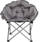 MacSports C932S-129 Padded Cushion Outdoor Folding Lounge Patio Club Chair, Gray