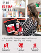 ReadyWise Emergency Food Supply - 88 Servings Meat & Rice Bucket, Freeze Dried Protein Meals, Camping Essentials, Bulk Rice & Survival Food, Disaster Prepping Supplies, up to 25 Year Shelf Life