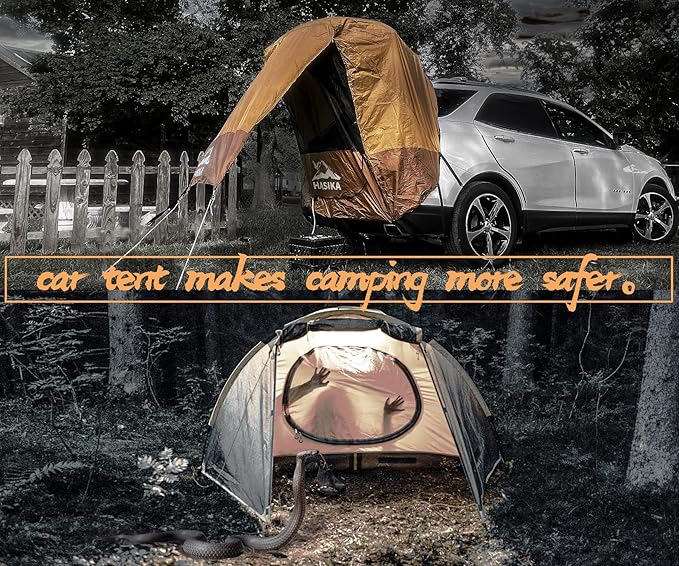 Hasika SUV Tailgate Tent, Universal Car Camping Awning, 3000mm Waterproof & UPF 50+ - Portable Hatchback Privacy Shelter for SUVs - Easy 2-Min Setup Road Trip Essentials Yellow