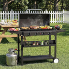 4 Burner BBQ Gas Griddle with Hood, 30 Inch Stainless Steel Portable Detachable Propane Griddle, 60,000 BTU Flat Top Grill with Side Shelves for Camping, Black
