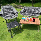 Oversized Camping Chairs for Adults Heavy Duty Padded Portable Lawn Chairs Outdoor Folding Chairs XL Camp Chairs with Cup Holder Suproot 500 lbs, Gray Plaid