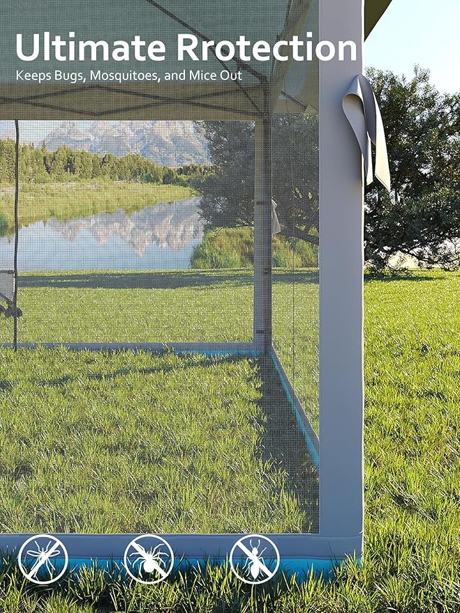 GarveeHome 13x13 Pop-Up Canopy Tent with Mosquito Netting, Heavy Duty Gazebo with Waterproof UV Double Roof, 169 Sq.Ft Shade, Instant Outdoor Shelter for Patio, Backyard, Garden, Light Blue