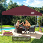 Best Choice Products 10x10ft Pop Up Canopy Tent, Outdoor Shade, 1 Person 1 Minute Set Up, Carry Case, 4 Weight Bags - Burgundy