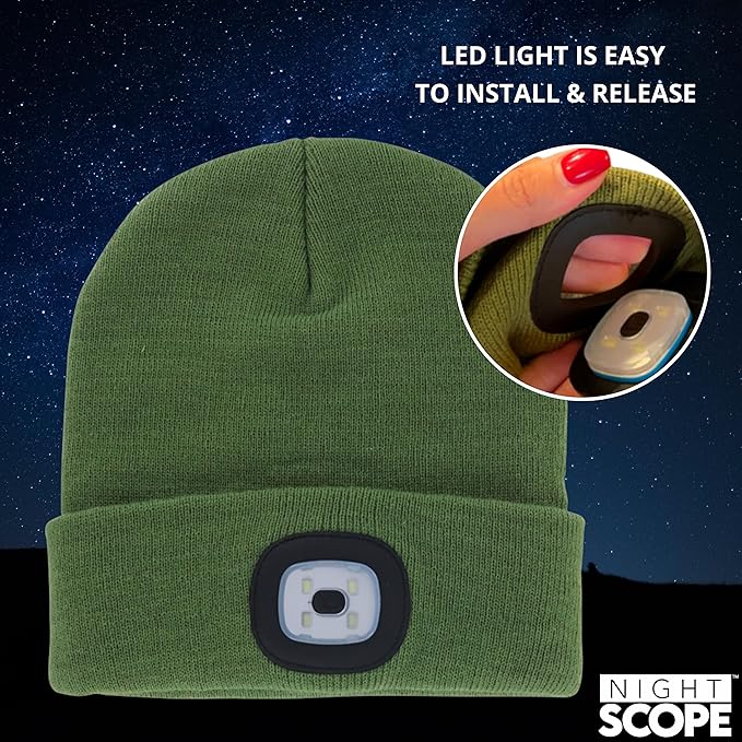Classic Rechargeable LED Warm Knit Beanie Head Light Hat Headlamp for Outdoor Activities