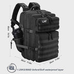 LHI Military Tactical Backpack for Men and Women 45L Army 3 Days Assault Pack Bag Large Rucksack with Shoe Compartment