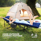JEAREY 2-Piece Camping Cot for Sleeping 28" Extra Wide, Heavy-Duty 1200D Oxford Foliding Cots for Adults Portable with Mattress, Carry Bag for Guest, Travel, Hiking, Navy