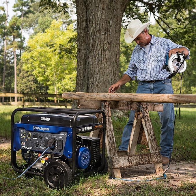 Westinghouse 9500 Peak Watt Home Backup Portable Generator, Remote Electric Start with Auto Choke, Transfer Switch Ready, Gas Powered, CO Sensor