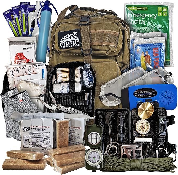 Vital 72 Hour Emergency Survival Kit for Family - Bug Out Bag for Hurricanes, Floods, Tornadoes or Other Disasters - 72 Hour Kit of Food & Water for 2 Per Bag