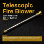Telescoping Fire Blow Poker with Premium Brass Tip & Integrated Anti-Smoke Safety Valve | Perfect for Campfires, BBQ Grills, Outdoor Fire Pits & Fireplaces | Ultralight Camping Gear
