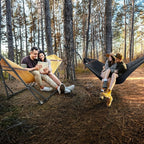Tranquillo Combo x2 Hammocks with Stand for Outside & Tree Straps, Heavy Duty Hammock with Stand 600lbs for Indoor Outdoor Patio Backyard, x2 Hammocks for 2 Person (Combo - Yellow, Medium)