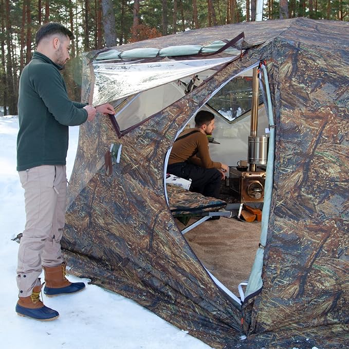 Rbm Outdoors Hot Tent with Stove Jack, Easy Setup 4 Season Winter Tents for Camping, Cold Weather Wall Double Layer Waterproof & Windproof Shelter