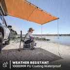 Vehicle Awning, 4.6ft x 8.2ft, Rooftop Pullout Ripstop UPF50+ Side Awning, Reinforced Hinges & Poles for Jeep/SUV/Truck/Van