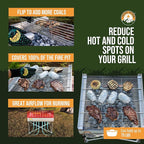 Fireside Outdoor Pop-Up Fire Pit Grill Grates - Folding Campfire Grill Grate Over Fire Pit Grate, Portable BBQ Grills, Camping Cooking, Camping Essentials, Outdoor Cooking - Quad-Fold Grates