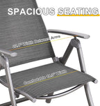 Domi Patio Folding Chairs Set of 2, Aluminium Frame Outdoor Reclining Patio Chairs for Garden Camping Poolside Beach Deck, Adjustable High Back Lawn Chairs with Textilene Fabric Seat, Dark Gray