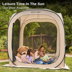East Oak Screen House Tent Pop-Up, Portable Screen Room Canopy Instant Screen Tent 6 x 6 FT with Carry Bag for Patio, Backyard, Deck & Outdoor Activities, Beige